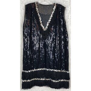 Rubie's Costume Co Medium Black Sleeveless Flapper Dress Sequined Dot Costume